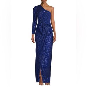 NWT- Jay Godfrey Andi Sequin One-Shoulder Gown Midnight Blue